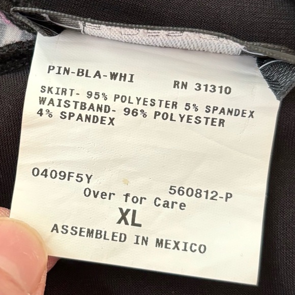 B Design Maxi Skirt Size XL Geometric Black Pink White Wide Waistband - Picture 7 of 11